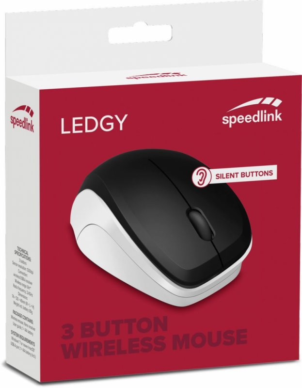 LEDGY Mouse - Wireless, Silent, black-white - obrázek č. 1