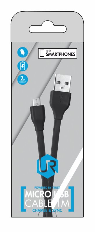TRUST Flat Micro-USB Cable 1m - black - obrázek č. 3