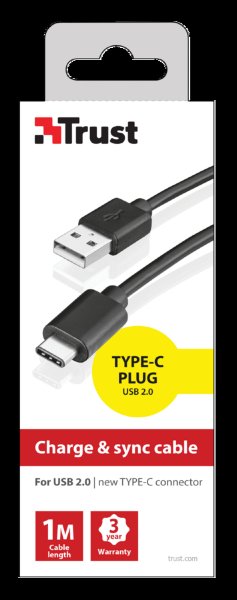 TRUST USB-C Charge & Sync Cable for USB 2.0 - black - obrázek č. 2
