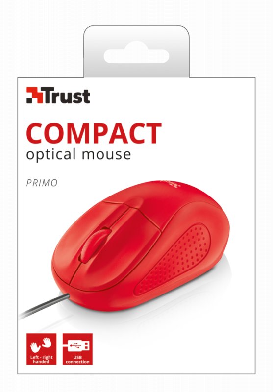 myš TRUST Primo Optical Compact - red - obrázek č. 2