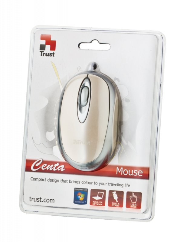 myš TRUST Centa Mini Mouse White, USB k NB - obrázek č. 2