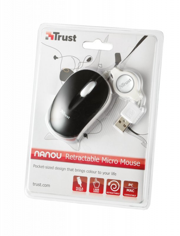 myš TRUST Nanou Micro Mouse - Black, USB - obrázek č. 2