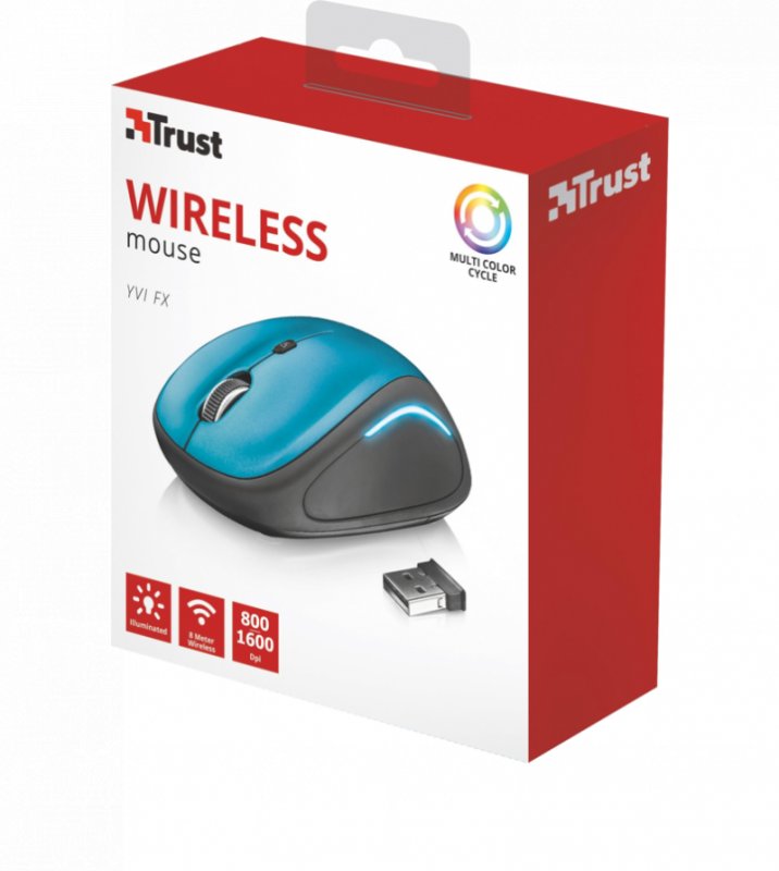 myš TRUST Yvi FX Wireless Mouse - blue - obrázek č. 2