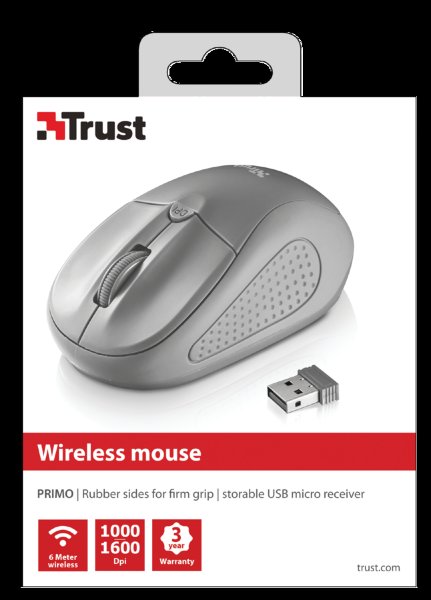 myš TRUST Primo Wireless Mouse - grey - obrázek č. 1