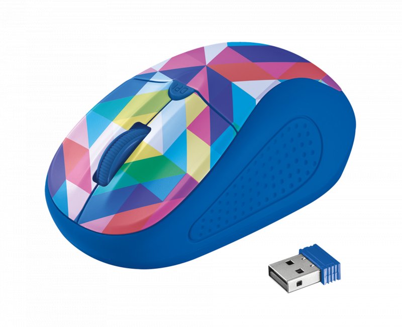 myš TRUST Primo Wireless Mouse - blue geometry - obrázek produktu