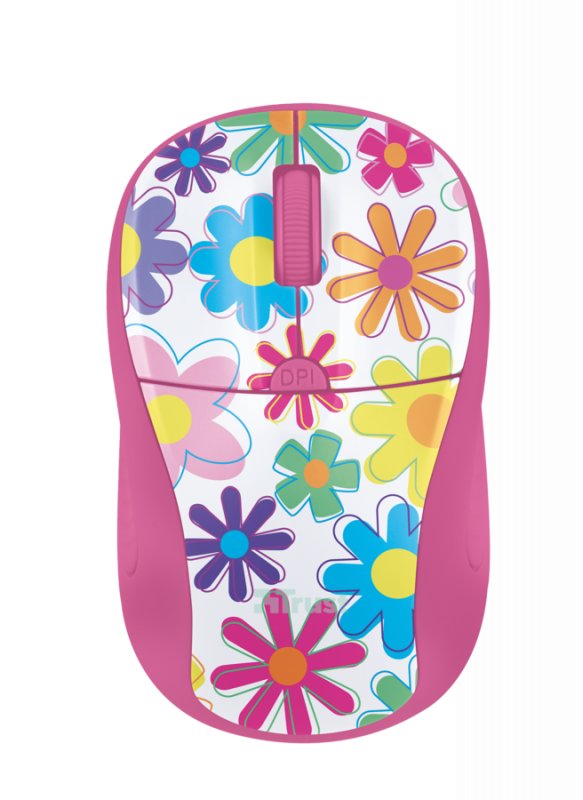 myš TRUST Primo Wireless Mouse - pink flowers - obrázek č. 1