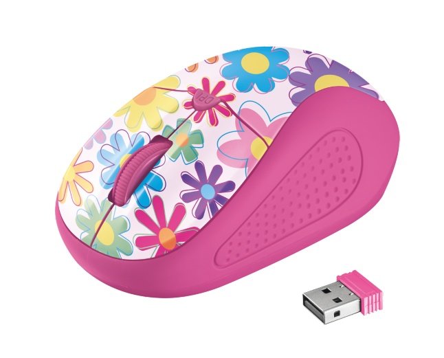 myš TRUST Primo Wireless Mouse - pink flowers - obrázek produktu