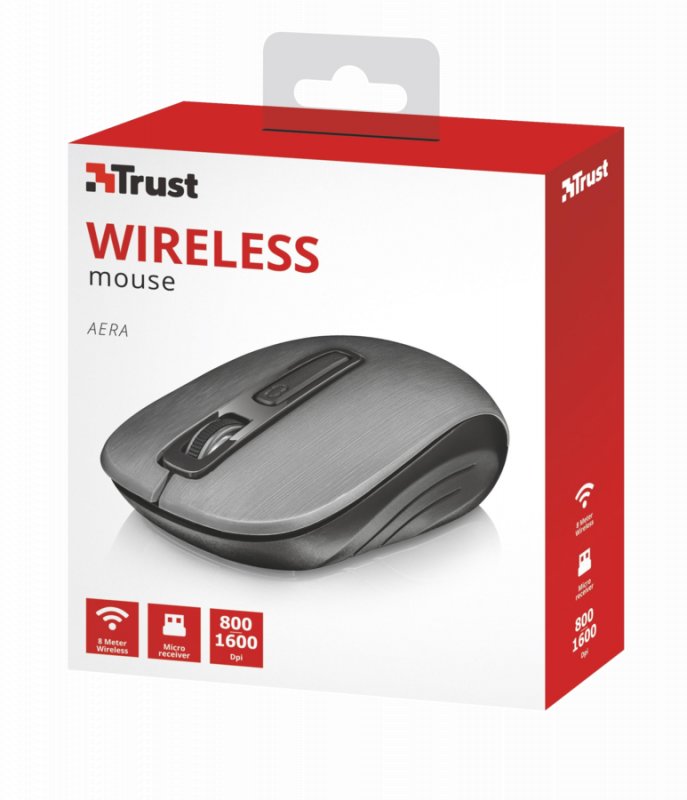 myš TRUST Aera Wireless Mouse - grey - obrázek č. 2
