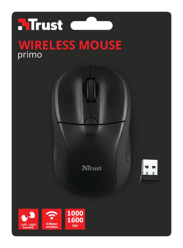 myš TRUST Primo Wireless Mouse - matte black - obrázek č. 3