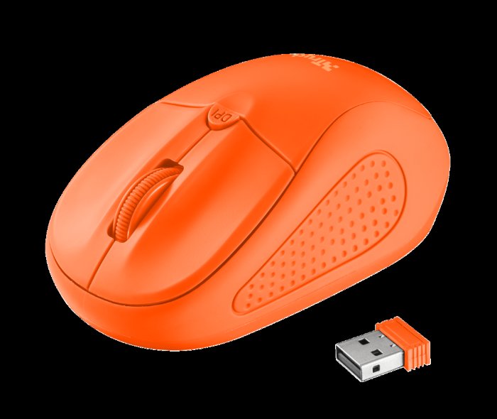 myš TRUST Primo Wireless Mouse - neon orange - obrázek č. 1