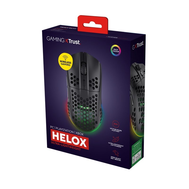 Trust Gaming GXT 929 Helox/ Herní/ Optická/ Pro praváky/ 4 800 DPI/ Bezdrátová USB/ Černá - obrázek č. 5
