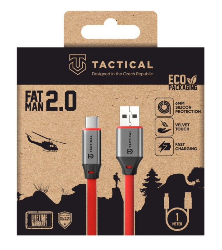 Tactical Fat Man 2.0 Cable USB-A / USB-C 1m Red - obrázek č. 1