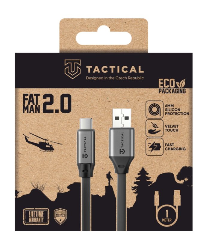 Tactical Fat Man 2.0 Cable USB-A / USB-C 1m Grey - obrázek č. 1
