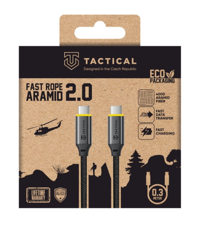 Tactical Fast Rope Aramid 2.0 Cable USB-C / USB-C 0.3m - obrázek č. 1