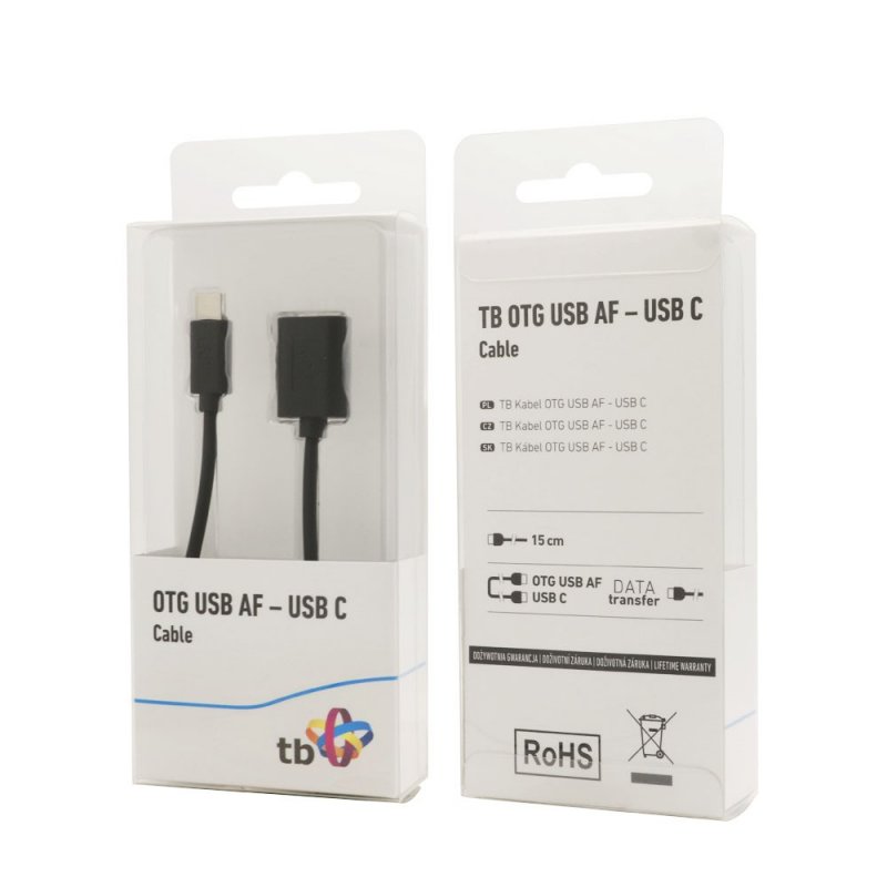 TB Touch Cable USB CM - OTG USB AF, 15cm, black - obrázek č. 1