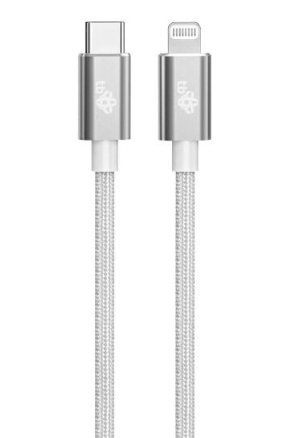 TB kabel USB-C - Lightning oplétaný 1m, stříbrný - obrázek produktu