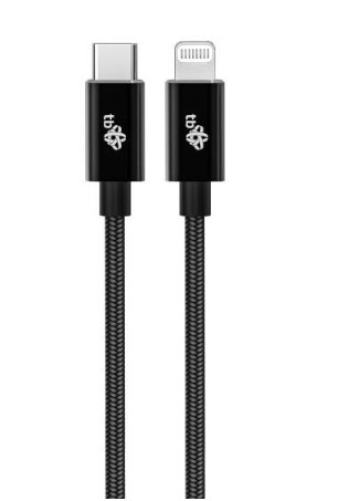 TB kabel USB-C - Lightning oplétaný 1m, černý - obrázek produktu