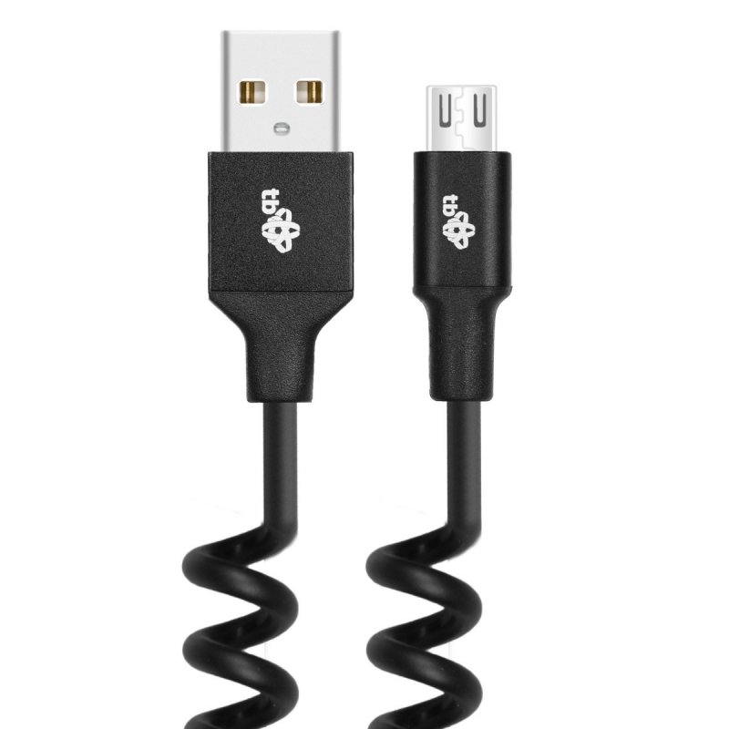TB Touch USB - Micro USB cable coiled 1m, black - obrázek č. 1