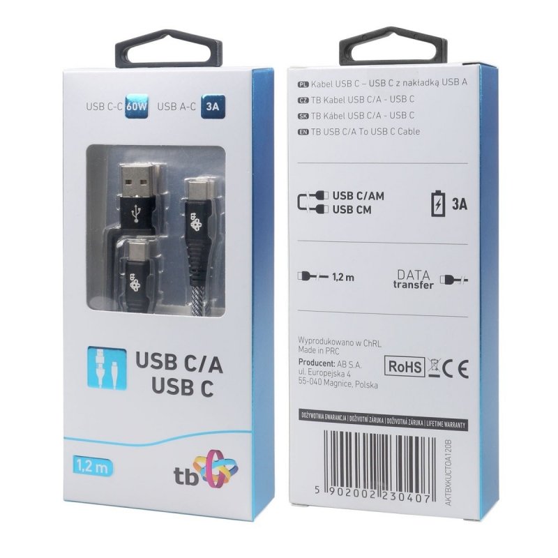 TB Touch 2v1 kabel USB-C - USB C s USB A, 1,2m - obrázek produktu