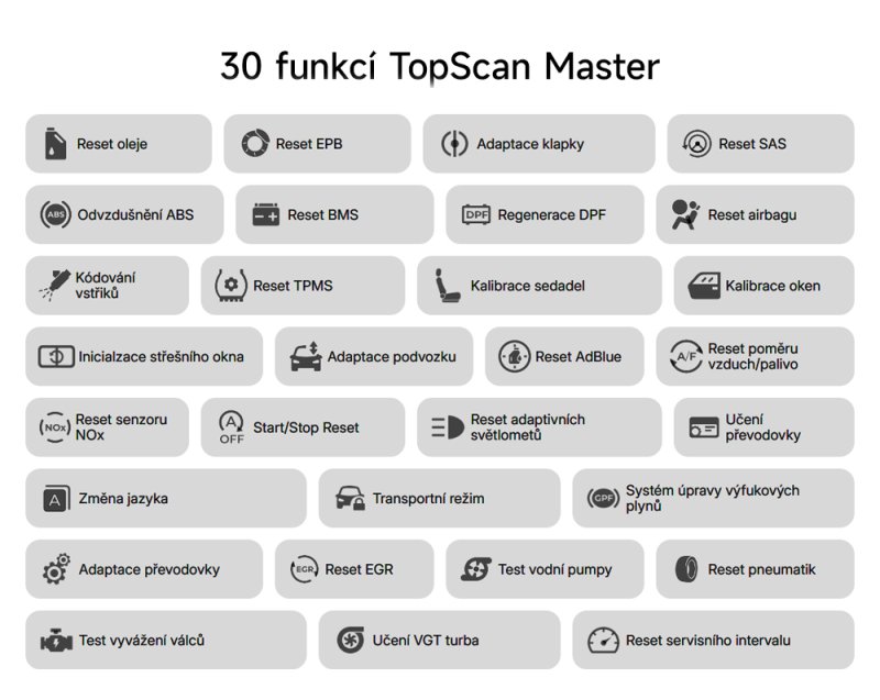 TOPDON diagnostické zařízení TopScan Master / Bluetooth / Android / iOS / 30 funkcí / Detekce chyb - obrázek č. 8
