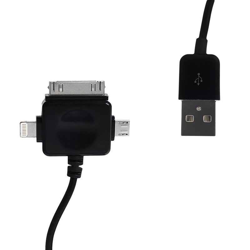WE Datový kabel micro USB/ iPhone4/ 5 100cm černý - obrázek produktu
