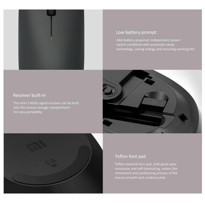 Xiaomi Wirelles Mouse Lite/ Kancelářská/ Optická/ Bezdrátová USB/ Černá - obrázek č. 3