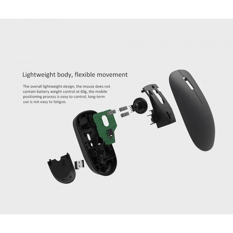 Xiaomi Wirelles Mouse Lite/ Kancelářská/ Optická/ Bezdrátová USB/ Černá - obrázek č. 4