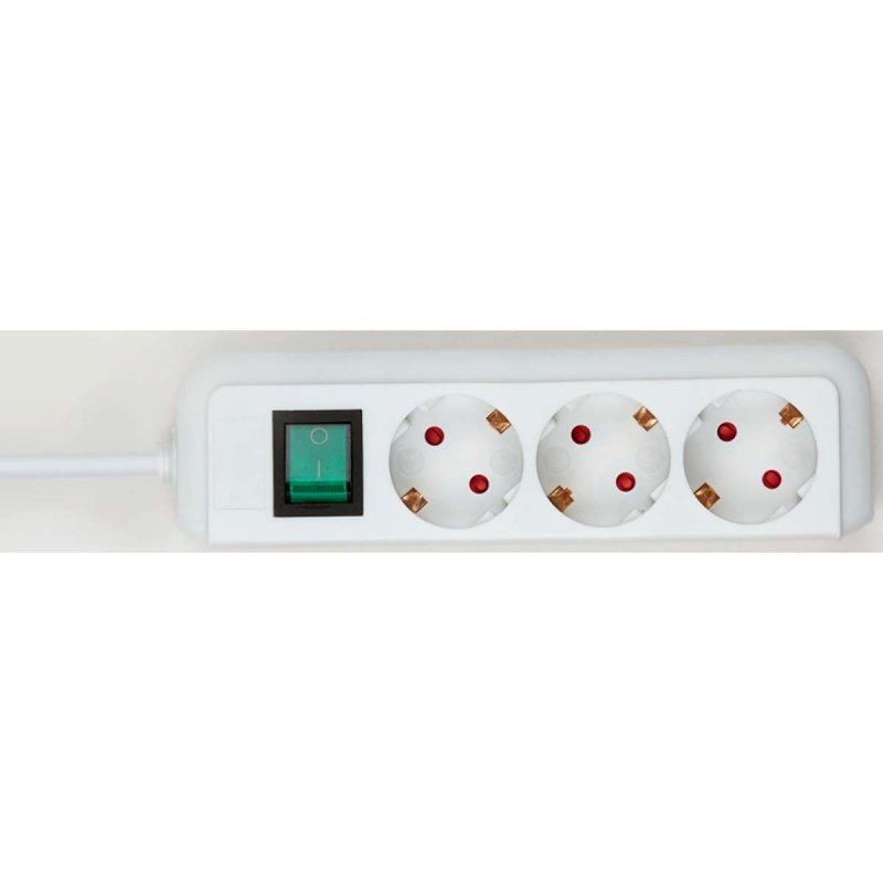 Eco-Line 3cestný napájecí proužek (zásuvkový blok s vyšší ochranou proti dotyku, spínač, 1,50 m kabel) Bílá TYPE F 1152320015 - obrázek č. 2