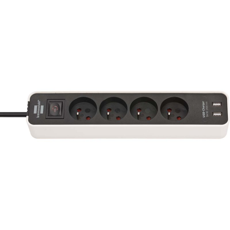 Ecolor napájecí proužek s USB 4cestný bílá/černá 1,50 m H05VVF3G1.5 TYPE E 1153244026 - obrázek produktu