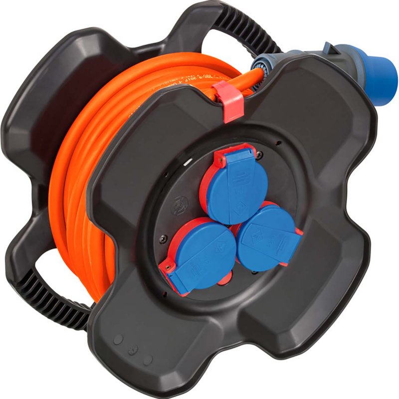 CEE Kabelový naviják ze speciální pryžové směsi (10 m kabel v oranžové barvě, Camping Cable naviják pro trvalé venkovní použití - obrázek č. 1