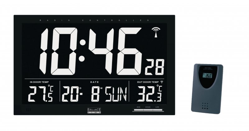 Nástěnné hodiny LCD (řízené rádiem) - obrázek produktu