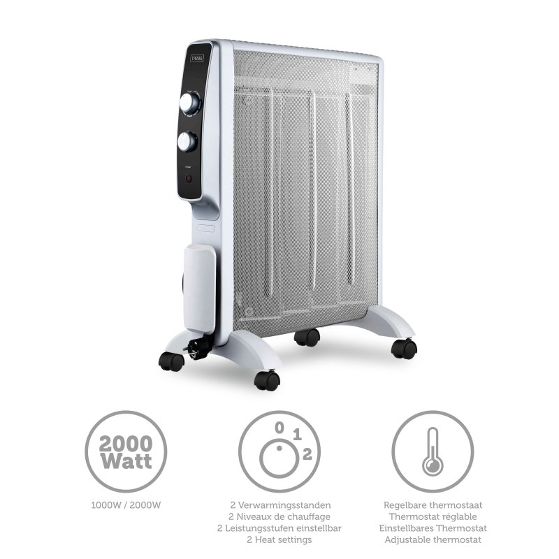 Mobilní mikotermický elektrický ohřívač na kolečkách 2000W Bílý 99400 - obrázek produktu