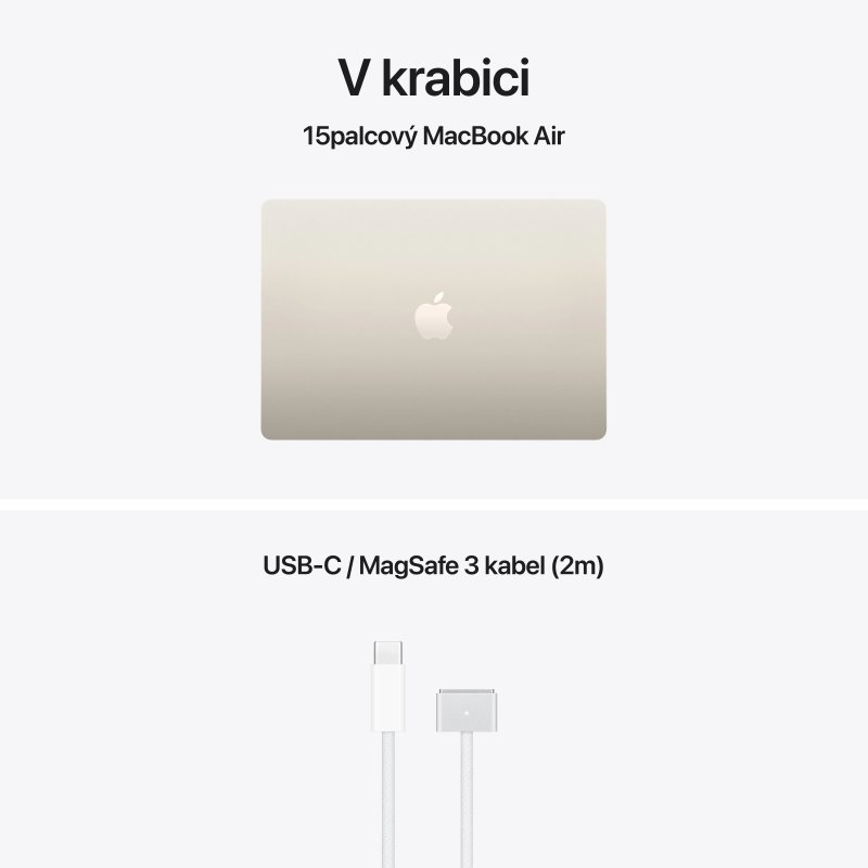Apple MacBook Air 15" / M5 / 15,3" / 2880x1864 / 16GB / 512GB / M5 / Tahoe / Starlight - obrázek č. 2