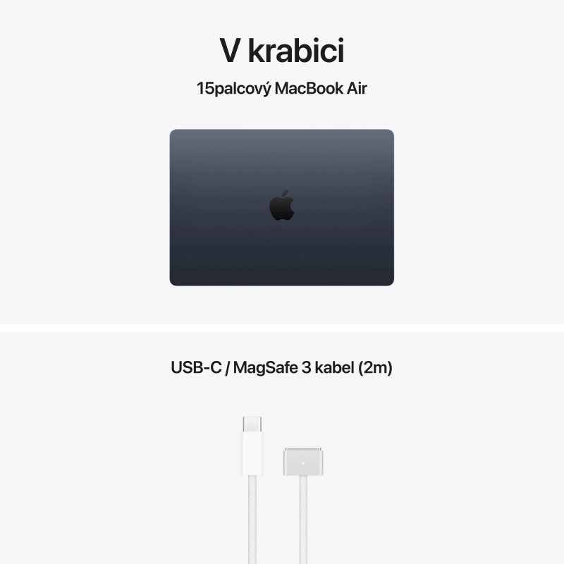 Apple MacBook Air 15" / M5 / 15,3" / 2880x1864 / 24GB / 1TB / M5 / Tahoe / Midnight - obrázek č. 2