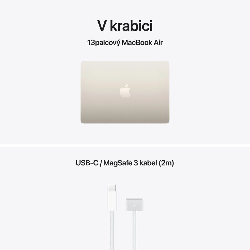 Apple MacBook Air 13" / M5 / 13,6" / 2560x1664 / 16GB / 512GB / M5 / Tahoe / Starlight - obrázek č. 2