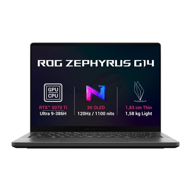 ASUS ROG Zephyrus G14 šedý - Core Ultra 9, RTX 5070Ti, 32 GB, 1 TB SSD, 14", Windows 11 Home - obrázek produktu