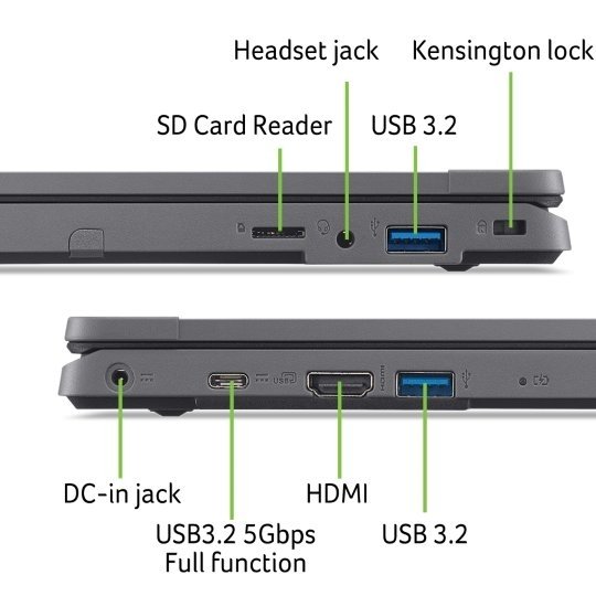 Acer TravelMate B3/ TMB311-33-TCO/ N100/ 11,6"/ 1366x768/ 4GB/ 128GB SSD/ UHD/ W11P EDU/ Black/ 2R - obrázek č. 8