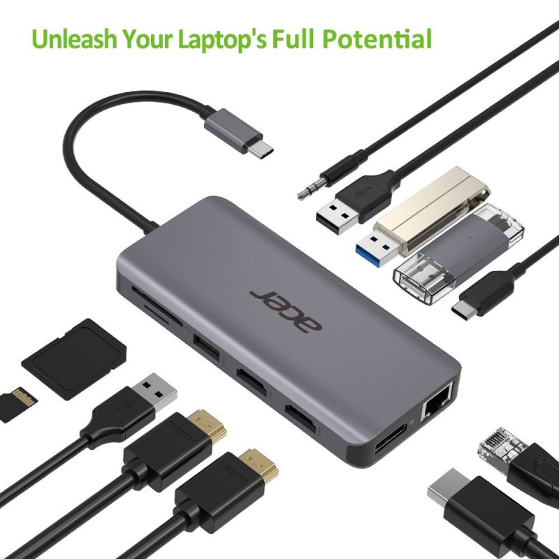 Acer 12in1 USB-C dongle (USB,HDMI,PD,CD,DP,RJ45) - obrázek produktu
