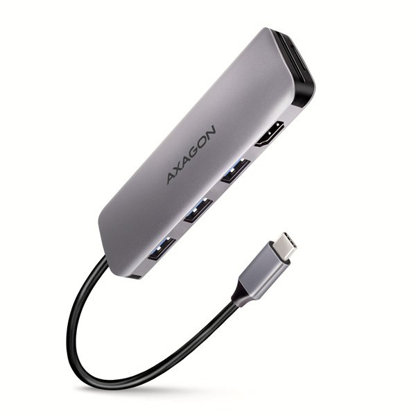 AXAGON HMC-HCR3A, USB 3.2 Gen 1 hub, porty 3x USB-A, HDMI 4k/ 30Hz, SD/ microSD, kabel USB-C 20cm - obrázek produktu