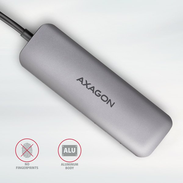AXAGON HMC-HCR3A, USB 3.2 Gen 1 hub, porty 3x USB-A, HDMI 4k/ 30Hz, SD/ microSD, kabel USB-C 20cm - obrázek č. 6