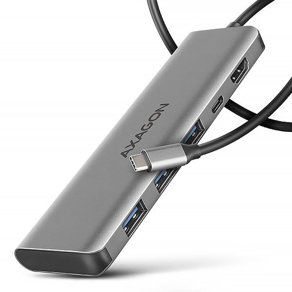 AXAGON HMC-5H, USB 5Gbps hub, 3x USB-A, HDMI 4k/ 30Hz, PD 100W, kabel USB-C 100cm - obrázek produktu