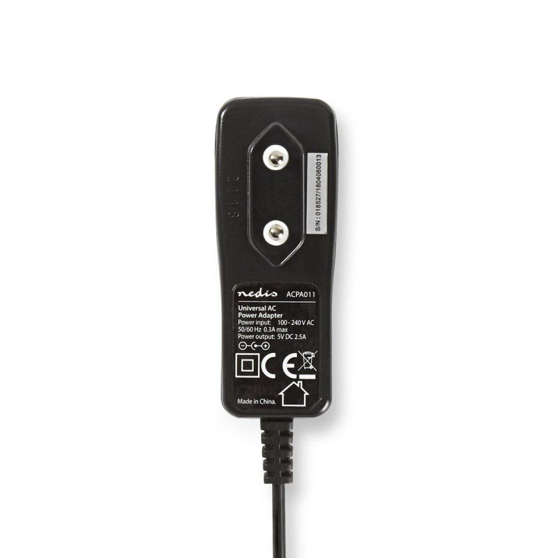 Univerzální napájecí AC adaptér | Euro / Typ C (CEE 7/16) | 12.5 W | 5 VDC | Typ výstupní zástrčky: 0,7 x 2,35 mm / Mini USB / U - obrázek č. 1