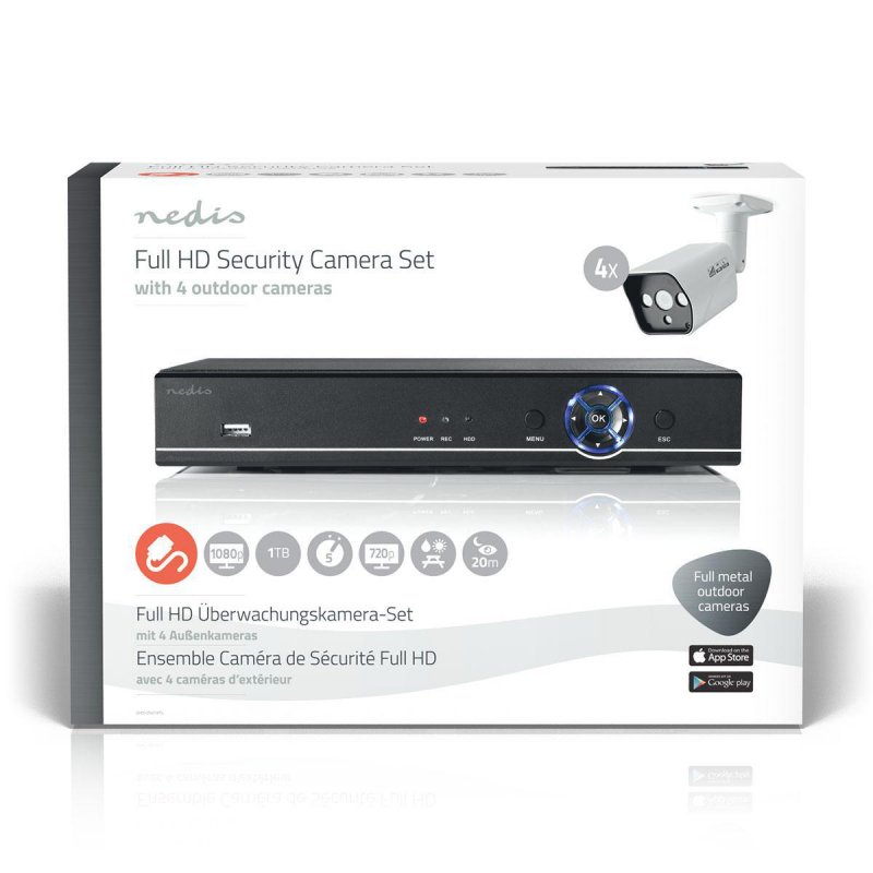 Sada Bezpečnostního Záznamníku CCTV | Včetně 4 kamer | Full HD | Včetně 1TB HDD - obrázek č. 4