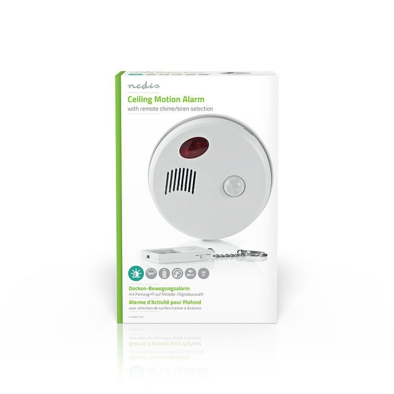 Alarm s Detektorem Pohybu | Napájení z baterie | 1x CR2032 / 3x AA | 85 dB | Rozsah detektoru: 4 m | Nástěnné / Strop | Dálkové - obrázek č. 5