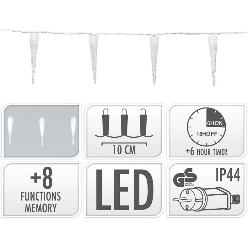 Icicle Lighting | 100 LED | 9.9 m Lighting | White - obrázek produktu