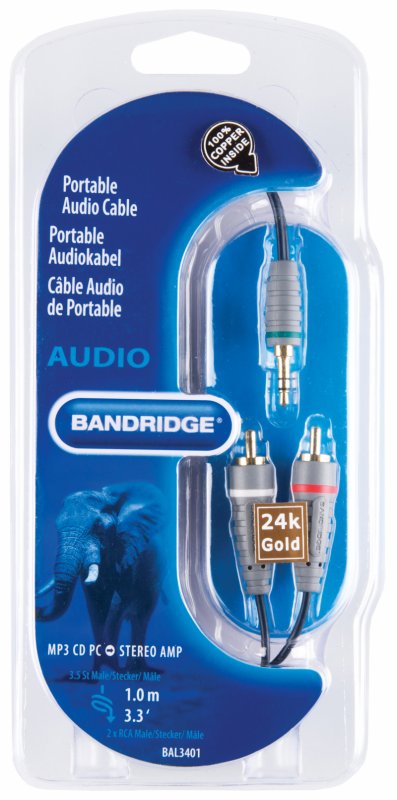 Stereo Audio Kabel 3.5mm Zástrčka - 2x CINCH Zástrčka 1.00 m Modrá - obrázek č. 3