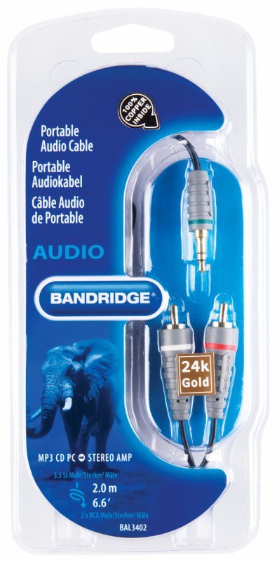 Stereo Audio Kabel 3.5mm Zástrčka - 2x CINCH Zástrčka 2.00 m Modrá - obrázek č. 3