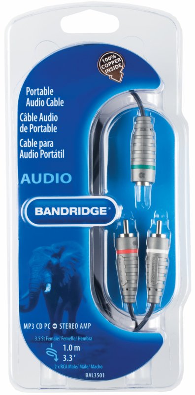 Stereo Audio Kabel 2x CINCH Zástrčka - 3.5mm Zásuvka 1.00 m Modrá - obrázek č. 3