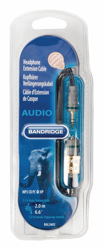 Stereo Audio Prodlužovací Kabel 3.5mm Zástrčka - 3.5mm Zásuvka 2.00 m Modrá - obrázek č. 4