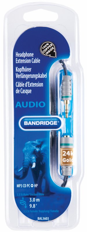 Stereo Audio Prodlužovací Kabel 3.5mm Zástrčka - 3.5mm Zásuvka 3.00 m Modrá - obrázek č. 4